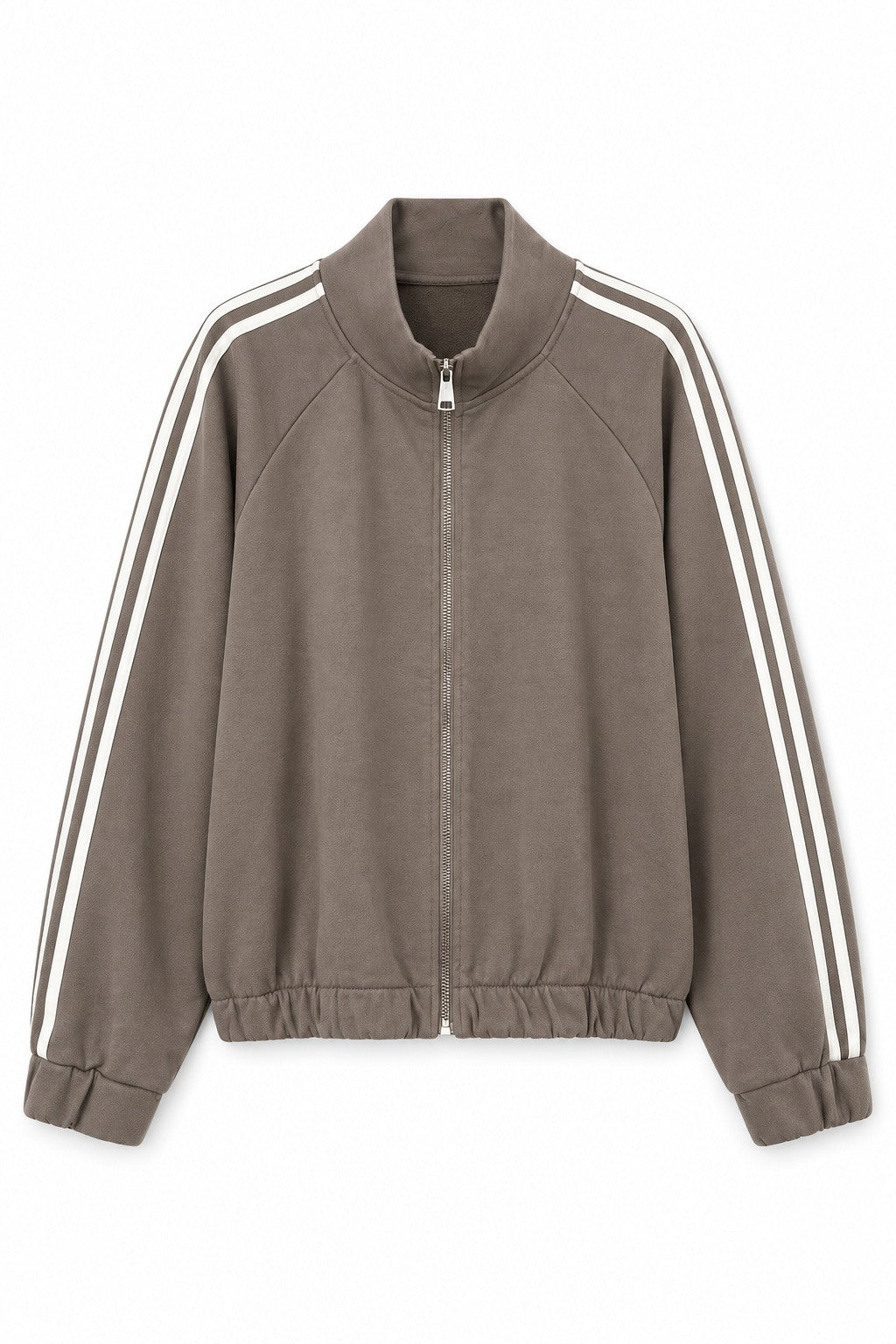 taupe bomber jacket in fleece