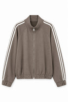 taupe bomber jacket in fleece