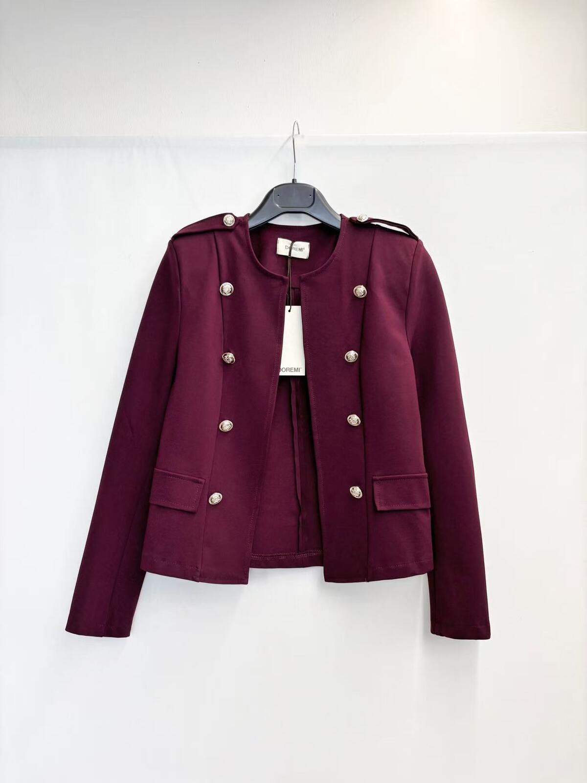 burgundy military style jacket
