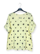 yellow polka dot round necked cotton top