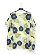 Yellow printed cotton plus size top