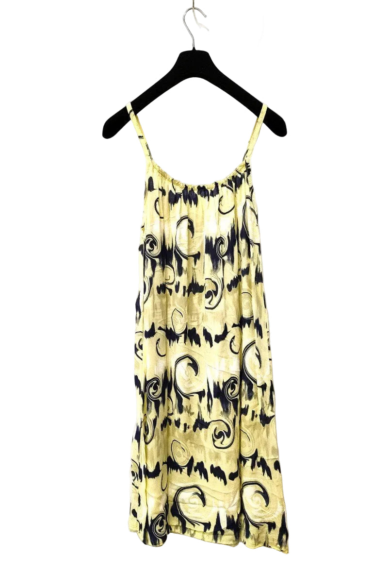 yellow printed strappy dress