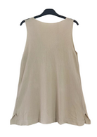 Beige v neck fine knot tank top