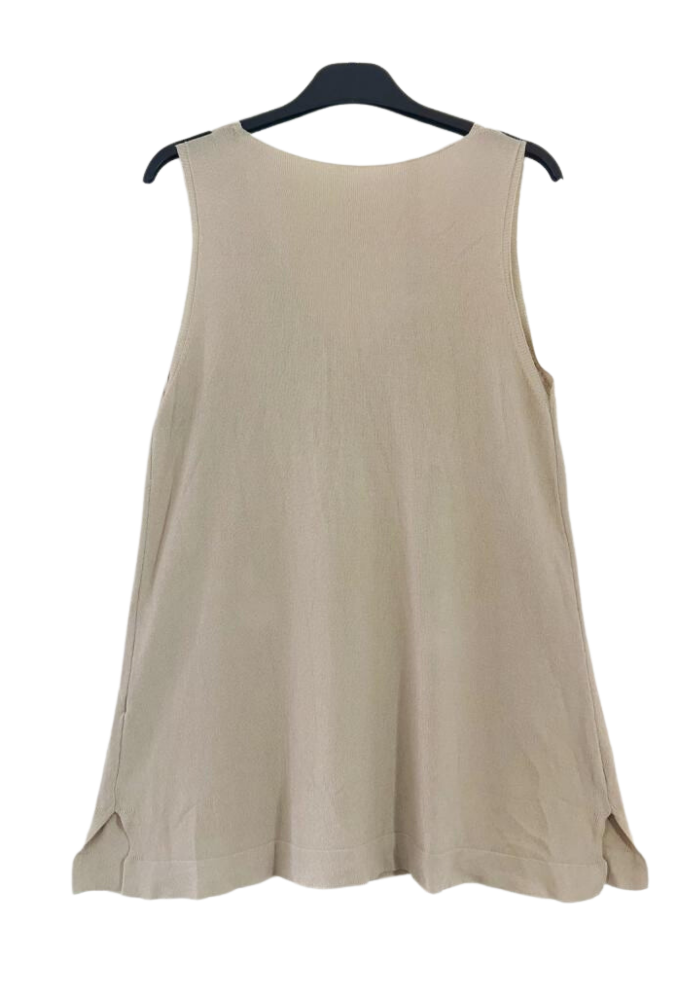 Beige v neck fine knot tank top