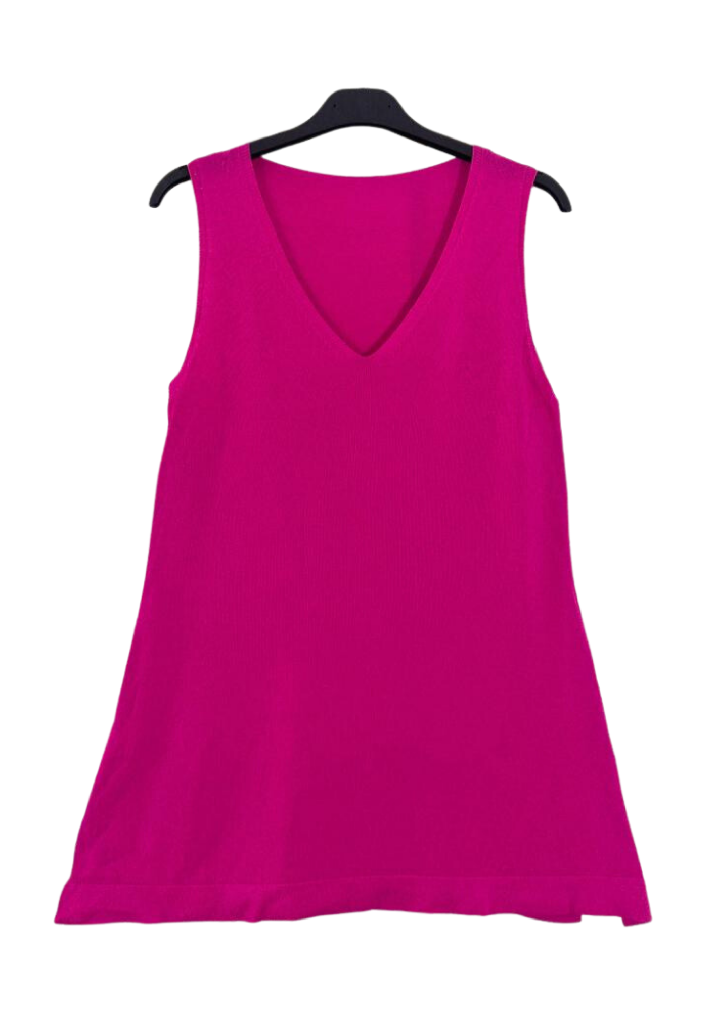 Fuschia fine knit v neck tank top